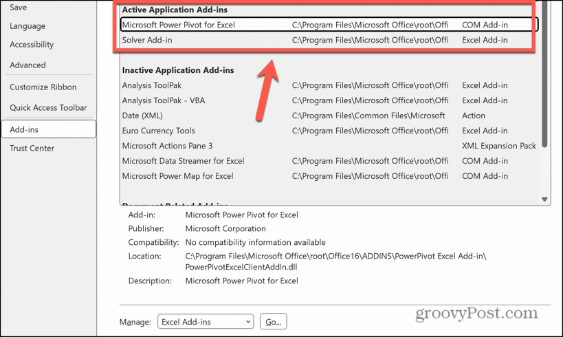 excel active add-ins