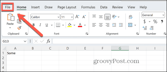 excel file menu