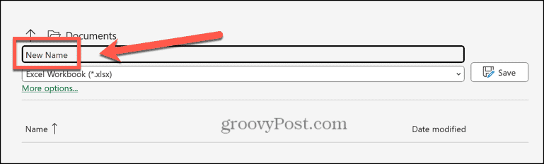 excel new name