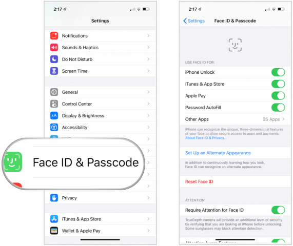 Face ID choices