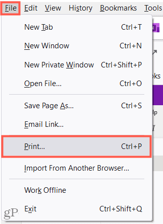 Click File, Print