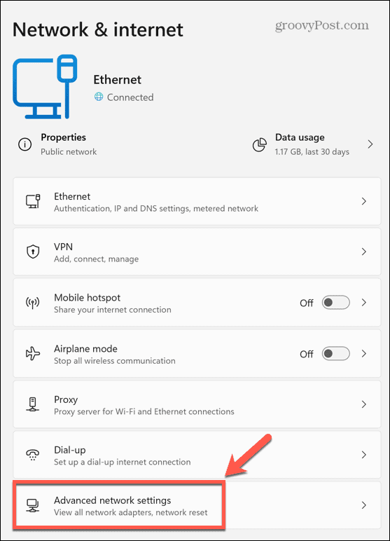 windows 11 advanced network settings