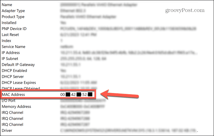 windows 11 sytem information mac address