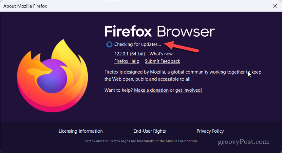 Firefox checking for updates