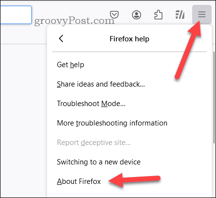 Open Firefox about menu