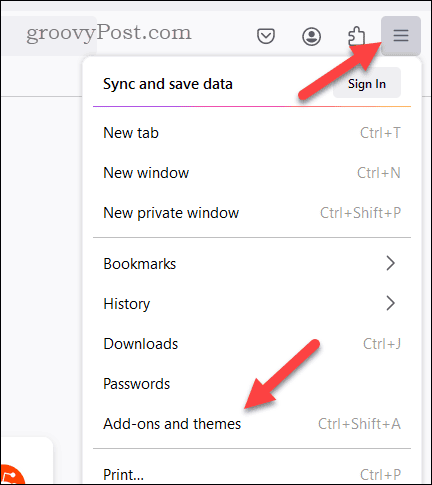 Open Firefox add-on settings