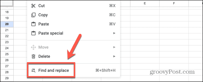 google sheets find and replace