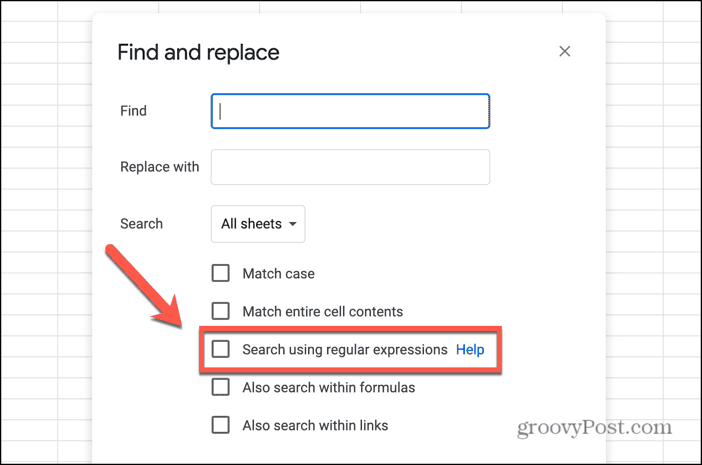 google sheets search using regular expressions