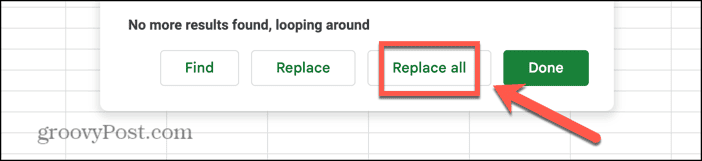 google sheets replace all button