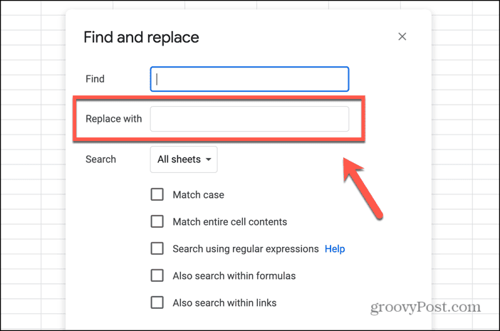 google sheets replace with field