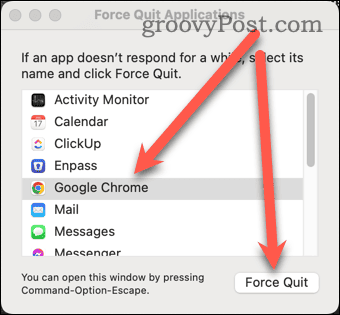 Force Quit Dialog