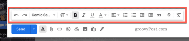 The text formatting toolbar in Gmail