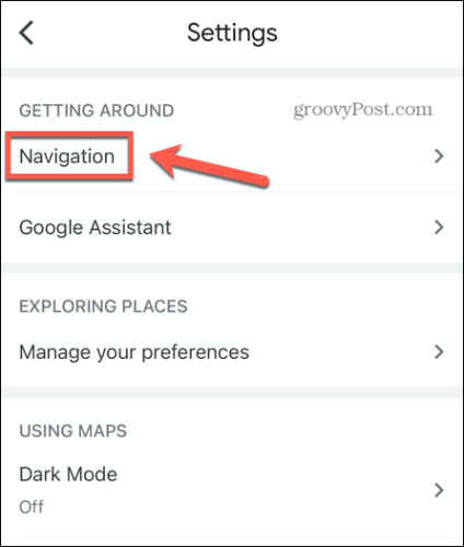 google maps navigation settings