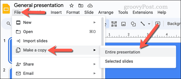 Copying a Google Slides presentation