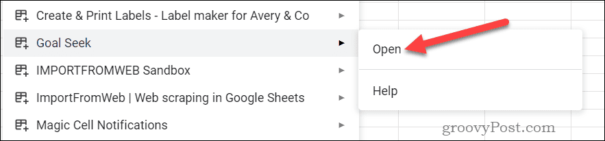 Start Google Sheets Goal Seek add-on