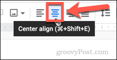 center align google docs