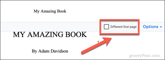 different first page google docs