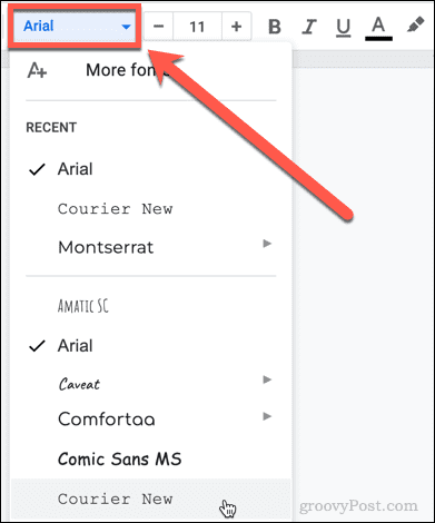 change font google docs