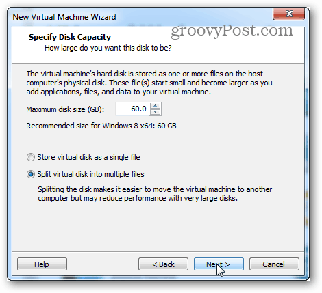 specify disk capacity