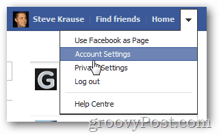 facebook click account settings