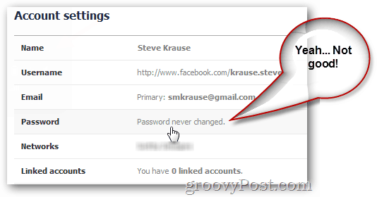 facebook displaying last password change