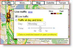 Google Maps Live Traffic at day and time settings