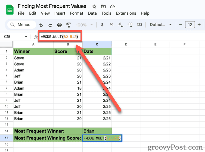 INDEX Formula Entry