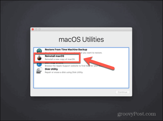 macos utilities reinstall macos