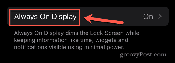 iOS always on display settings