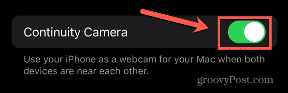 iOS continuity camera toggle