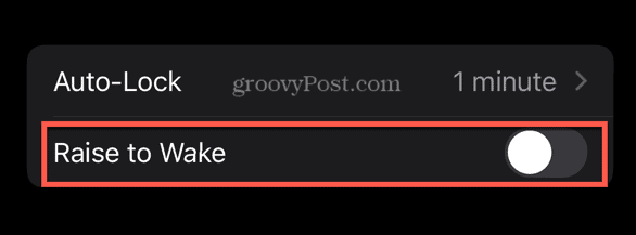 iOS raise to wake toggle