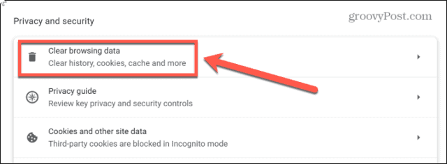 chrome clear browsing data