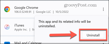 confirm uninstall chrome