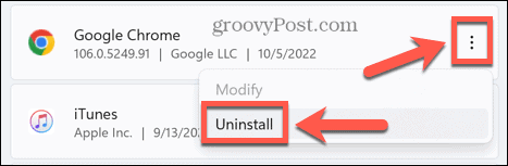 uninstall chrome app