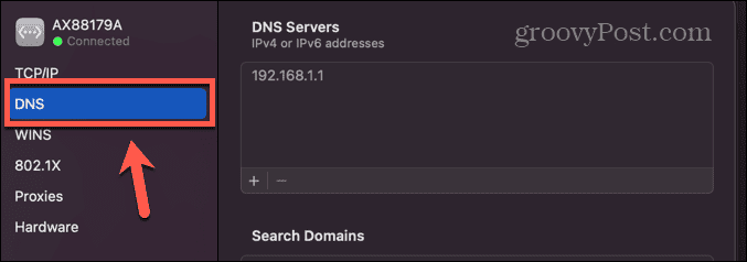 mac dns menu