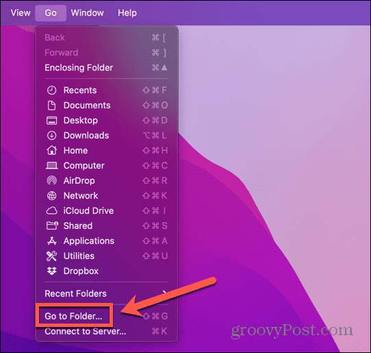 mac go to folder