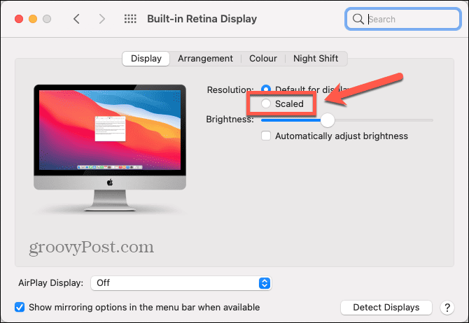 mac scaled button