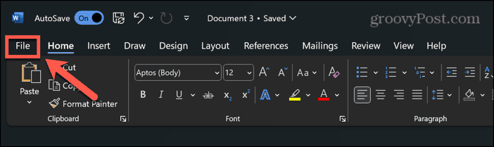 word file menu