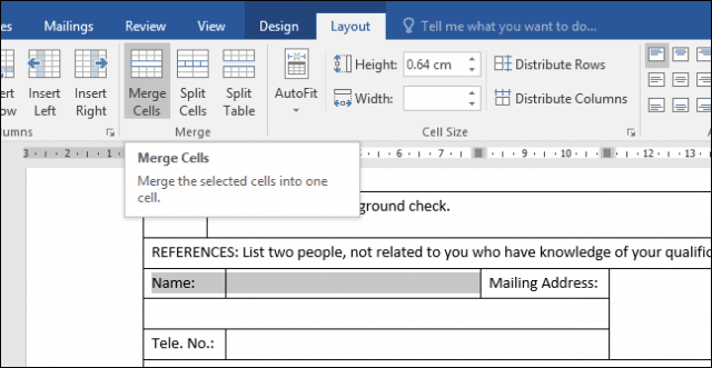 merge cell