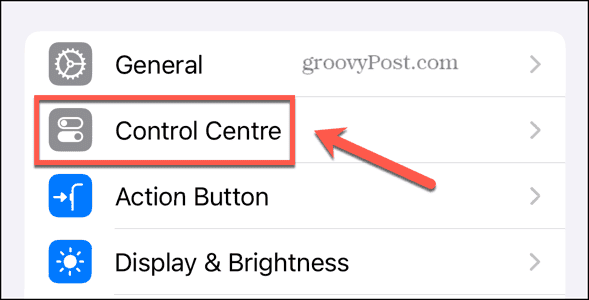 iphone control center settings