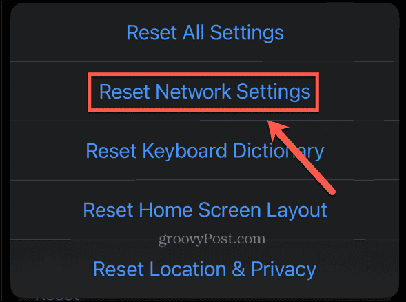 iphone reset network settings