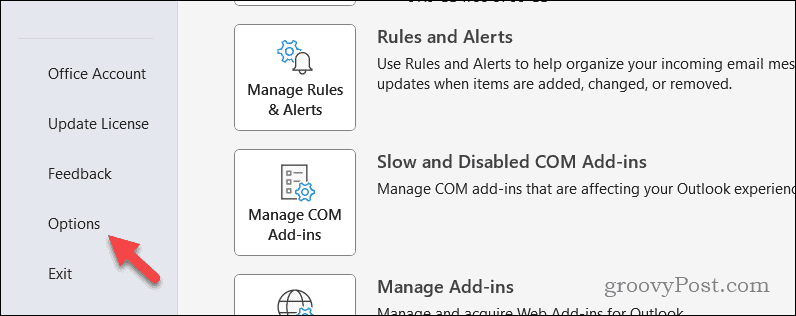 Open Outlook settings