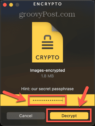 encrypto decrypt button