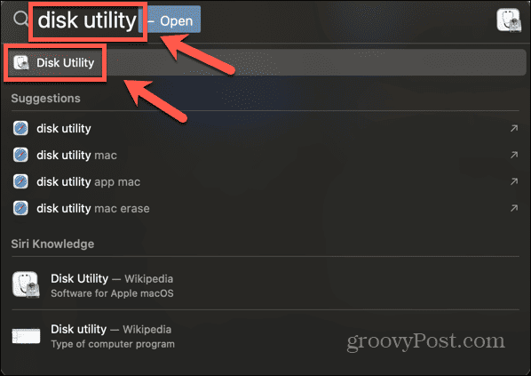 mac search for disk utility in spotlight