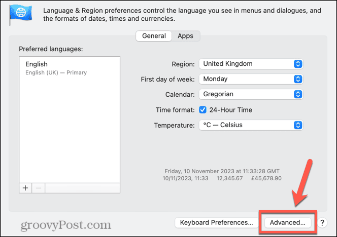 mac advanced language and region settings