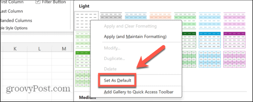 excel set none as default