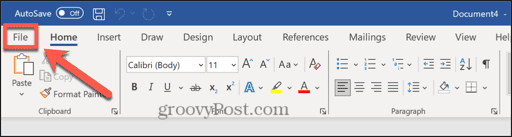 windows word file menu