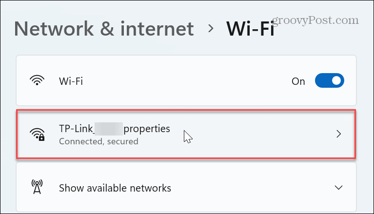 select your wi-fi network mac address windows 11