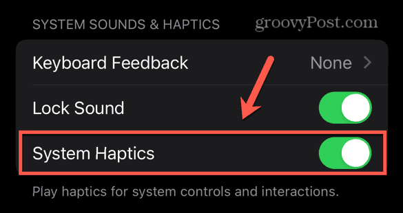 iphone system haptics toggle