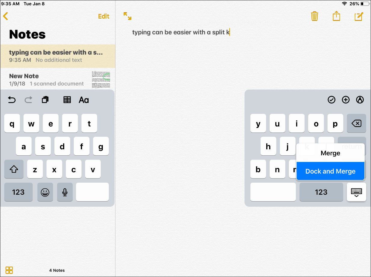 Split Keyboard iOS